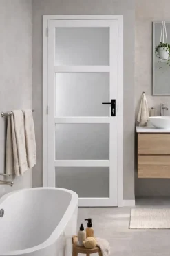 Gd Menuiseries Bloc Porte Tana Vitrée Blanc H204 X L73 Côte Tableau P.droite,poignee