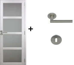 Bloc Porte Tana Vitrée Blanc H204 X L73 Côte Tableau P.gauche,poignee Pomerol-Gd Menuiseries New