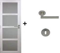 Bloc Porte Tana Vitrée Blanc H204 X L83 Côte Tableau P.droite,poignee Pomerol-Gd Menuiseries Discount