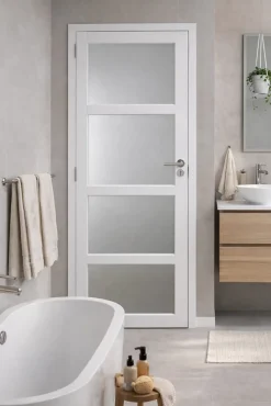 Bloc Porte Tana Vitrée Blanc H204 X L73 Côte Tableau P.droite,poignee Pomerol-Gd Menuiseries Clearance