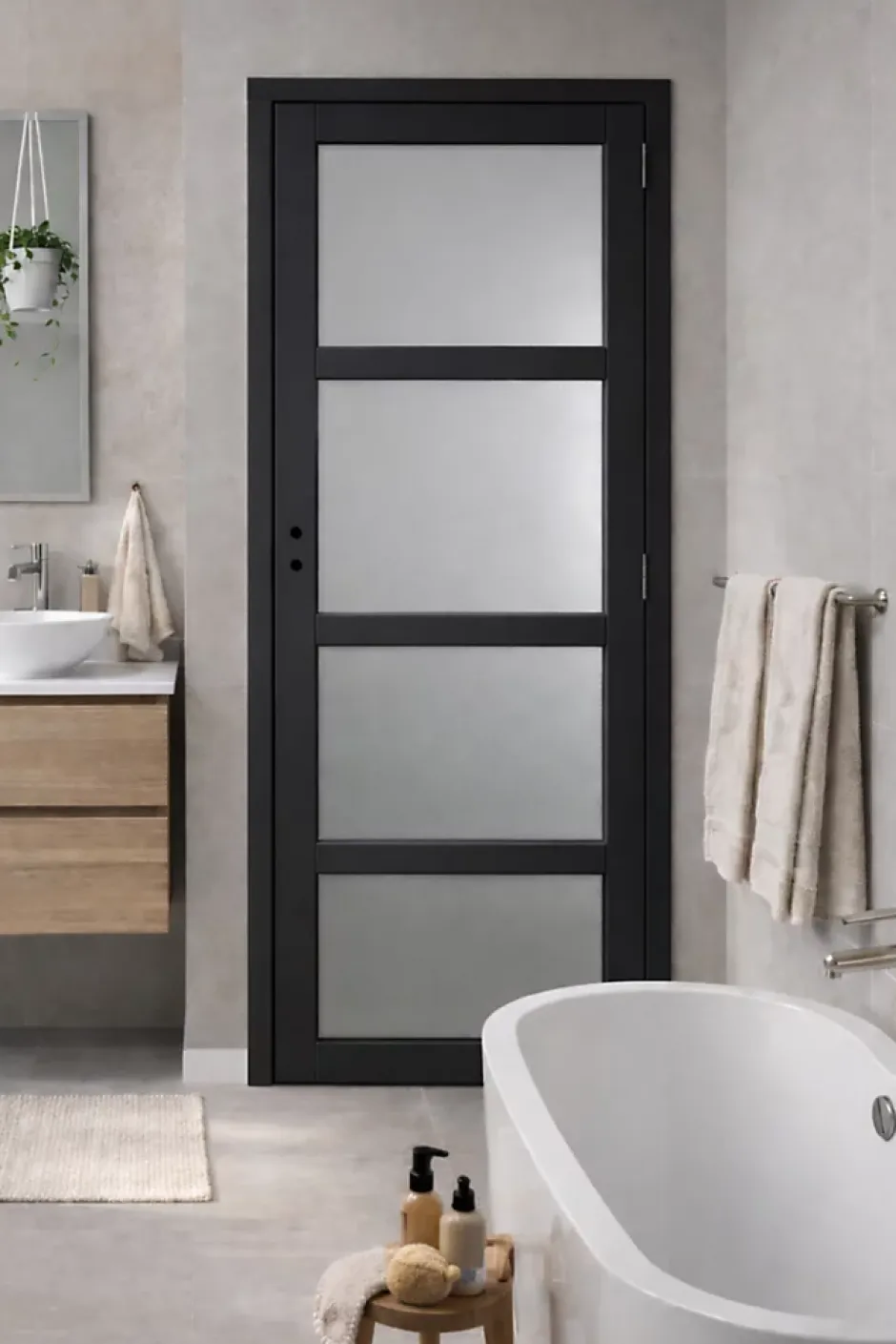 Bloc Porte Telia Noir Vitrée H204 X L83 Côte Tableau P.gauche-Gd Menuiseries New