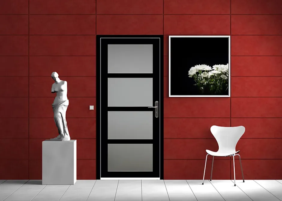 Bloc Porte Telia Noir Vitrée H204 X L83 Côte Tableau P.gauche-Gd Menuiseries New