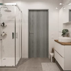 Bloc-porte Alpille effet bois gris H.204 x l.73 cm, réversible