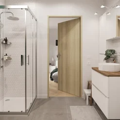 Bloc-porte Alpille effet chêne naturel H.204 x l.73 cm, réversible