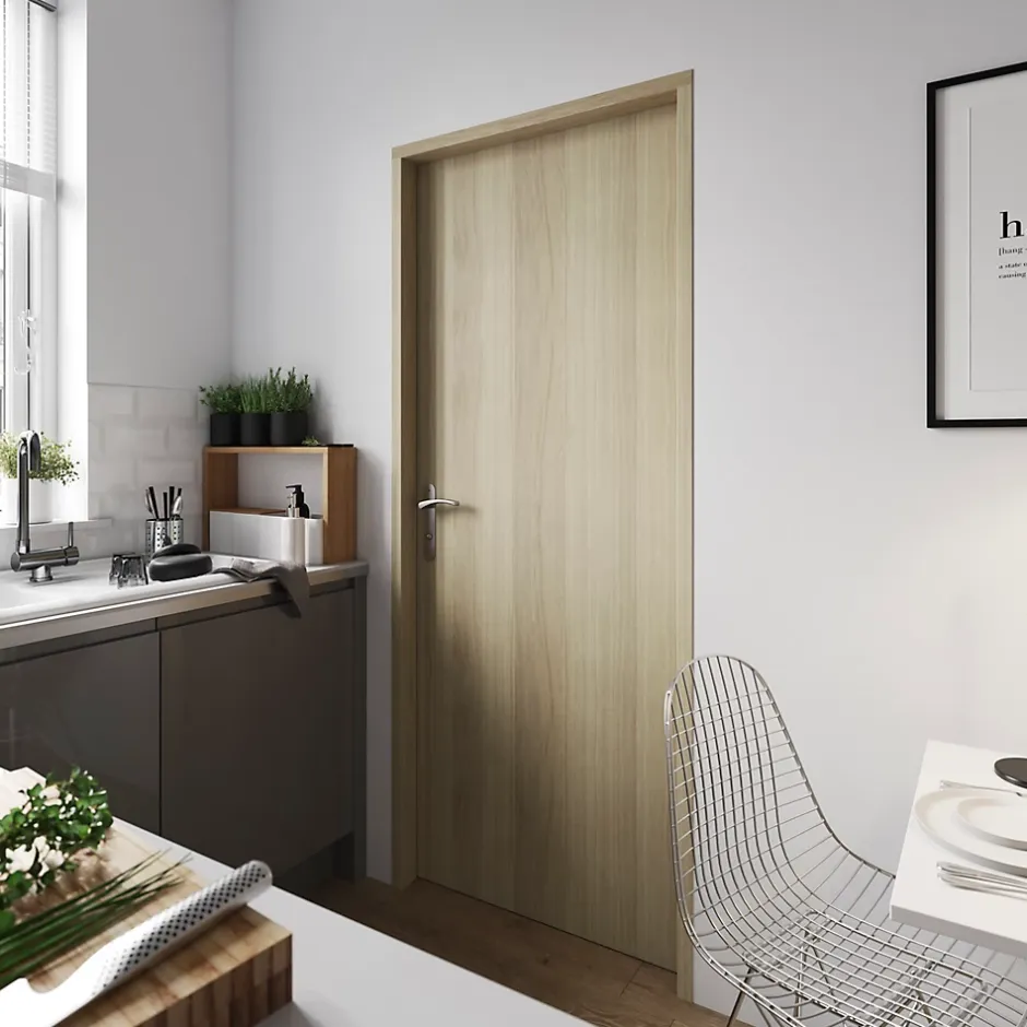 Bloc-porte Alpille effet chêne naturel H.204 x l.73 cm, réversible