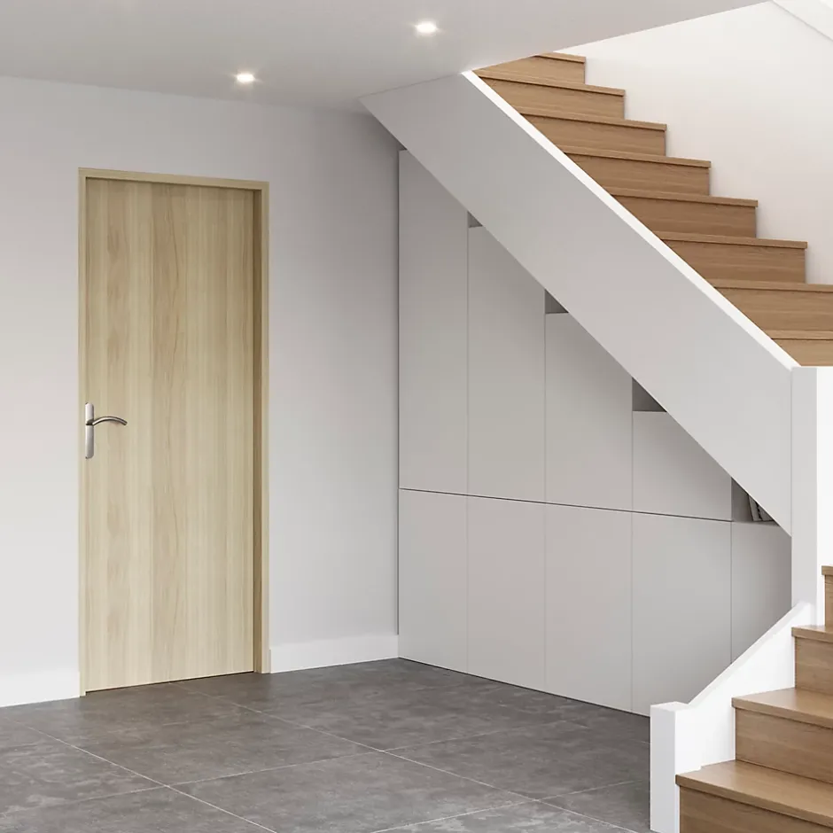 Bloc-porte Alpille effet chêne naturel H.204 x l.73 cm, réversible