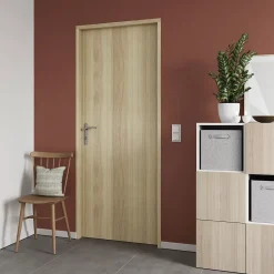 Bloc-porte Alpille effet chêne naturel H.204 x l.73 cm, réversible