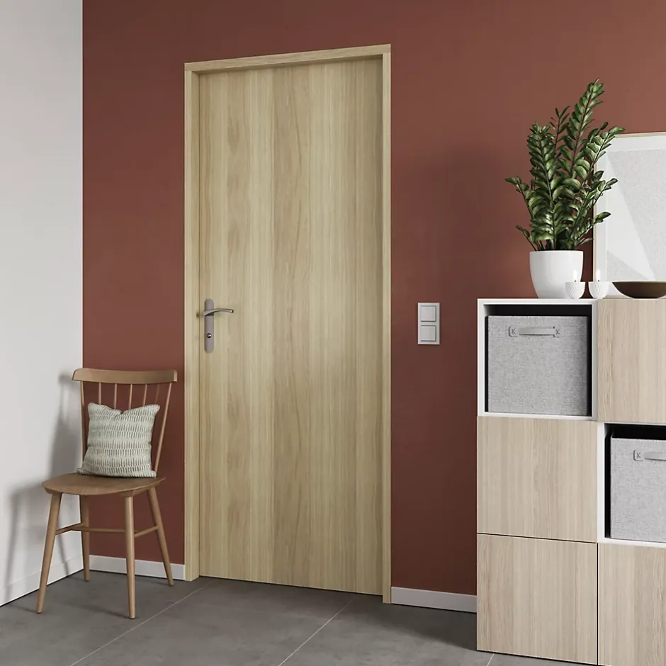 Bloc-porte Alpille effet chêne naturel H.204 x l.73 cm, réversible
