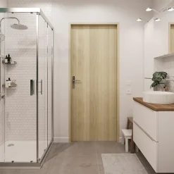 Bloc-porte Alpille effet chêne naturel H.204 x l.73 cm, réversible