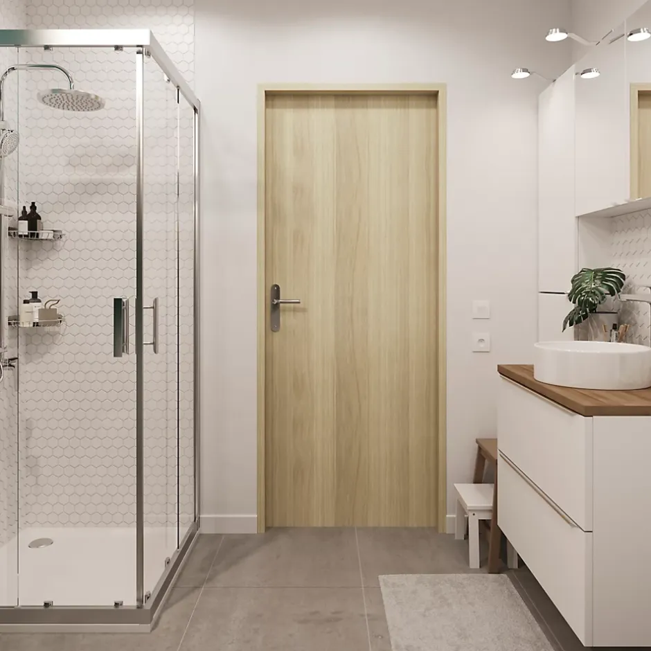 Bloc-porte Alpille effet chêne naturel H.204 x l.73 cm, réversible