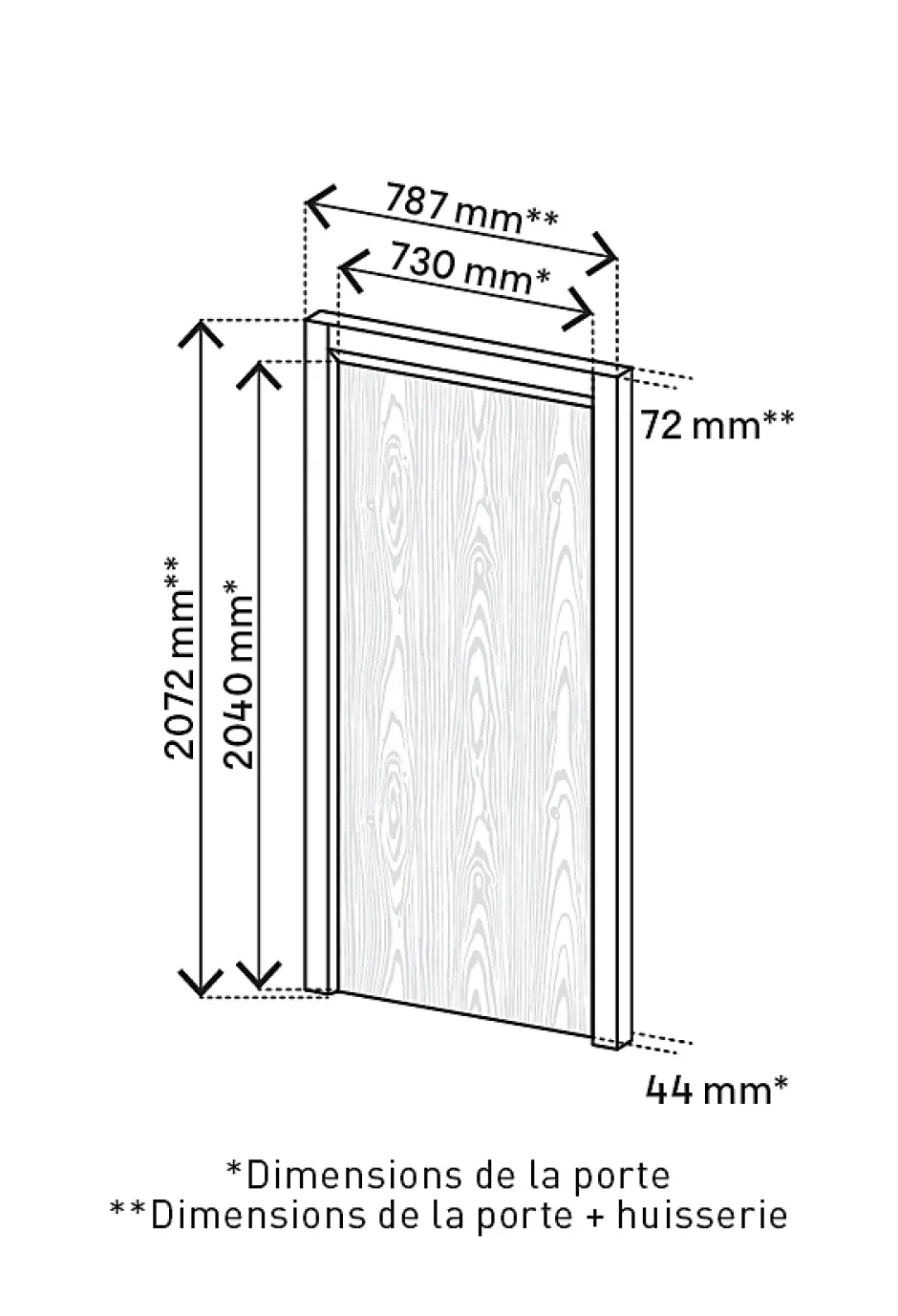Bloc-porte Alpille effet chêne naturel H.204 x l.73 cm, réversible