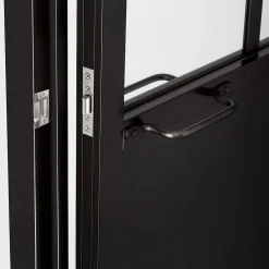 Bloc-porte atelier 3 carreaux vitrés transparent, poussant droit, coloris noir mat H.213 x l.83cm- Online
