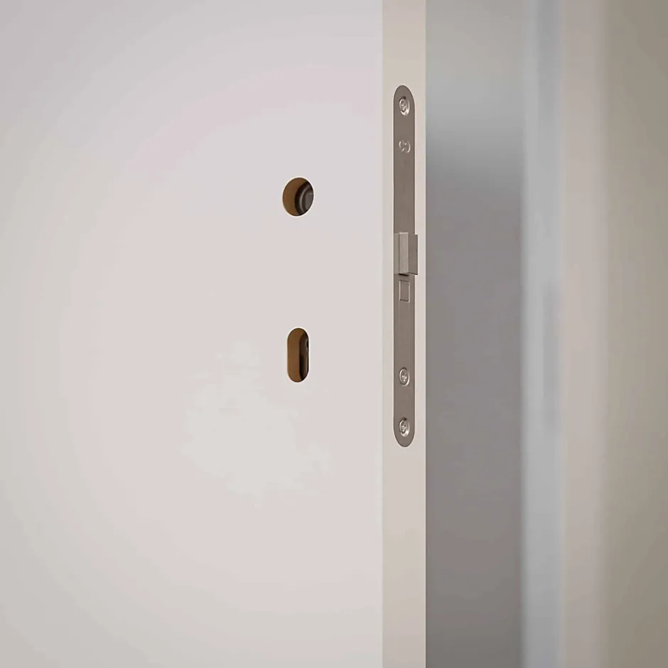 Coulicool Bloc-Porte Blanc Laqué Plane H. 204 x l. 63 cm - Poussant Gauche