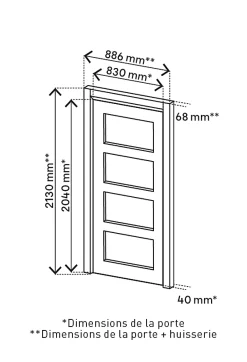 Bloc-porte Connemara pin H.204 x l.83 cm, poussant gauche