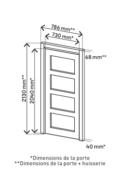 Bloc-porte Connemara pin H.204 x l.73 cm, poussant gauche- Online