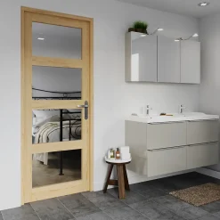 Bloc-porte Connemara pin vitré H.204 x l.73 cm, poussant droit