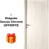 Bloc-porte fin de chantier coloris Latte, H.204 l.73cm, réversible + Poignée Goccia chrome Offerte-Porta la casa Outlet