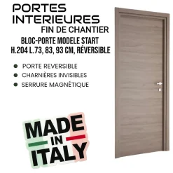 Bloc-porte fin de chantier START Noyer, H.204 l.73cm, réversible-Ekasa Sale