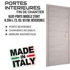 Ekasa Bloc-porte fin de chantier START Chêne Naturel, H.204 l.73cm, réversible
