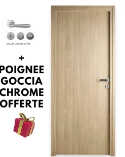 Bloc-porte fin de chantier Chêne Naturel, H.204 l.83cm, réversible + poignée offerte-Porta la casa Hot