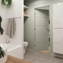 Bloc-porte Gravé prépeint H.204 x l.83 cm, poussant droit- New