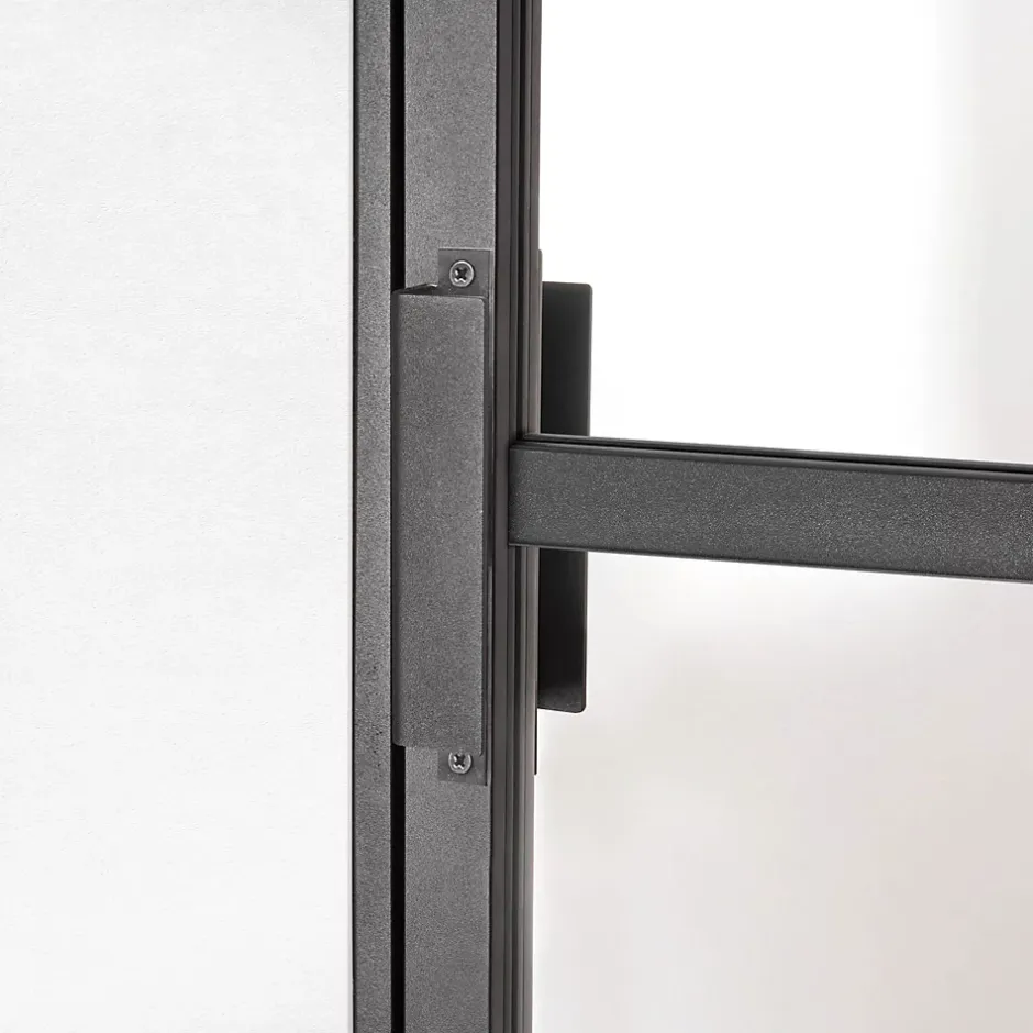 Bloc-porte Loft 4 carreaux vitrés transparents, poussant droit, coloris noir mat H.213 x l.83cm