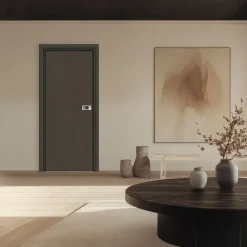 Reivilo Bloc-porte Miro avec poignée Exclusive grise, H.204 x l.63 cm, aspect cuir basalte