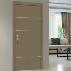 Bloc-porte pose fin de chantier Premium Seymour, H.204 x l.83 cm, aspect cuir lichen, réversible-Reivilo Outlet