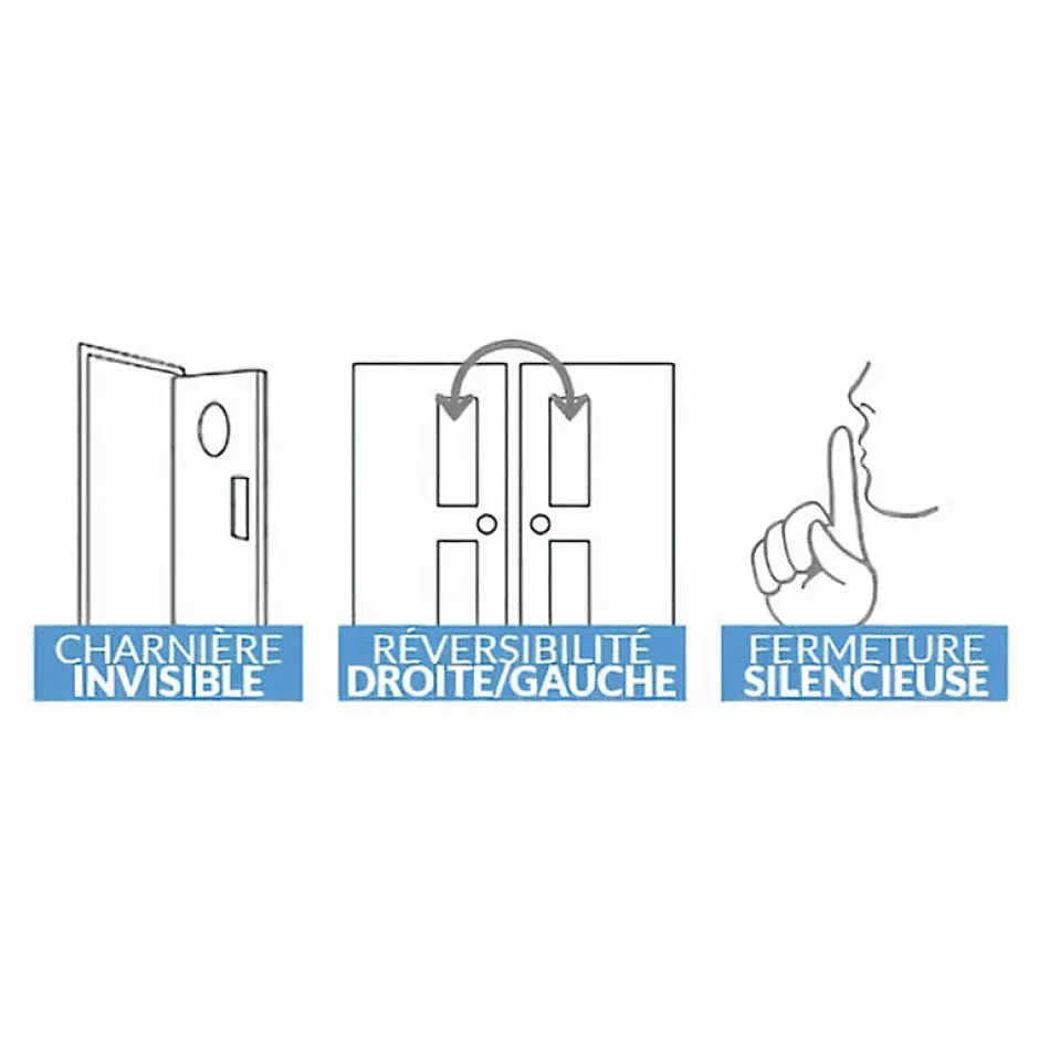 Reivilo Bloc-porte pose fin de chantier Premium Miro, H.204 x l.73 cm, aspect chêne gris, réversible