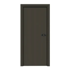 Bloc-porte pose fin de chantier Premium Miro avec poignée Exclusive noire, H.204 x l.63 cm, aspect cuir basalte, réversible-Reivilo Hot