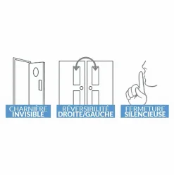 Bloc-porte pose fin de chantier Premium Miro avec poignée Exclusive noire, H.204 x l.63 cm, aspect chêne cendré, réversible-Reivilo