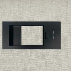 Reivilo Bloc-porte pose fin de chantier Premium Miro avec poignée Exclusive noire, H.204 x l.63 cm, aspect textile opale, réversible