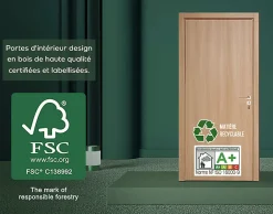 Reivilo Bloc-porte pose fin de chantier Premium Seymour, H.204 x l.93 cm, aspect chêne blanc, réversible