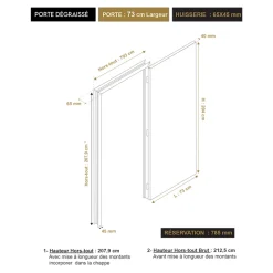 Bloc-porte Slot blanc H.204 x l.73 cm, poussant droit