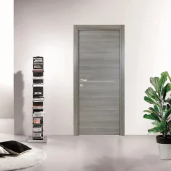 Bloc-porte Triaconta gris clair H.204 x l.83 cm, poussant droit