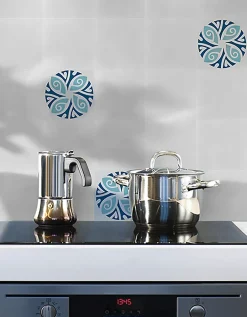 Boite de 24 Carreaux de ciment véritable 0,96m2/ Carreaux de ciment artisanaux coloris Bleu pour sol et mur - l.20 x L.20 cm-Pegane Sale