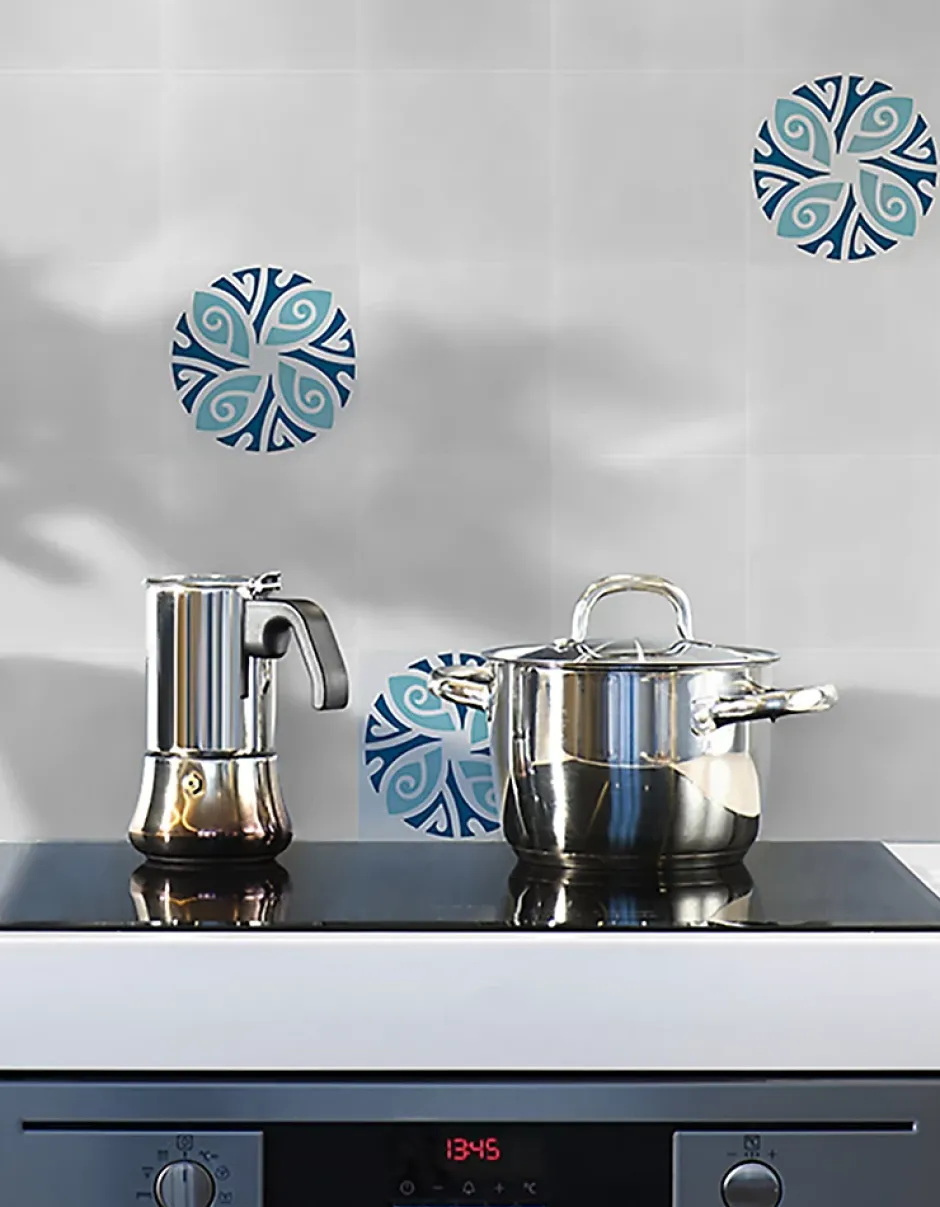 Boite de 24 Carreaux de ciment véritable 0,96m2/ Carreaux de ciment artisanaux coloris Bleu pour sol et mur - l.20 x L.20 cm-Pegane Sale