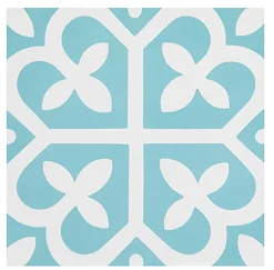 Pegane Boite de 24 Carreaux de ciment véritable 0,96m2 / Carreaux de ciment artisanaux coloris bleu pour sol et mur - l.20 x L.20 cm