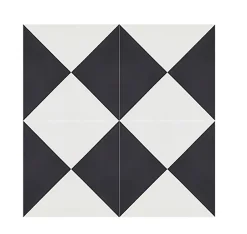 Pegane Boite de 24 Carreaux de ciment véritable 0,96m2 / Carreaux de ciment artisanaux coloris noir/blanc pour sol et mur - l.20 x L.20cm