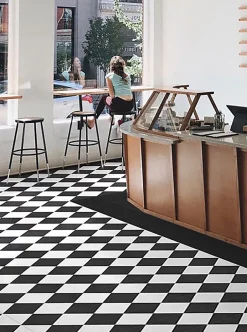 Pegane Boite de 24 Carreaux de ciment véritable 0,96m2 / Carreaux de ciment artisanaux coloris noir/blanc pour sol et mur - l.20 x L.20cm