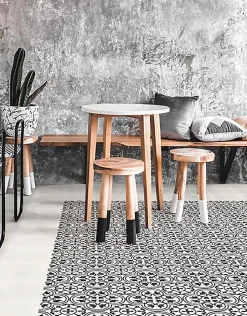 Boite de 24 Carreaux de ciment véritable 0,96m2 / Carreaux de ciment artisanaux pour sol et mur coloris noir/blanc-Pegane