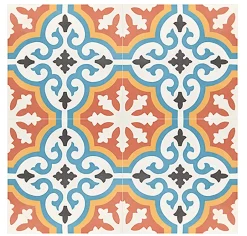 Pegane Boite de 24 Carreaux de ciment hydraulique 0,96m2/ Carreaux de ciment artisanaux pour sol et mur coloris Orange - l.20 x L.20 cm