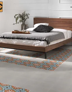 Pegane Boite de 24 Carreaux de ciment hydraulique 0,96m2/ Carreaux de ciment artisanaux pour sol et mur coloris Orange - l.20 x L.20 cm