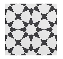 Boite de 24 Carreaux de ciment véritable 0,96m2 / Carreaux de ciment artisanaux pour sol et mur coloris noir / blanc-Pegane Clearance