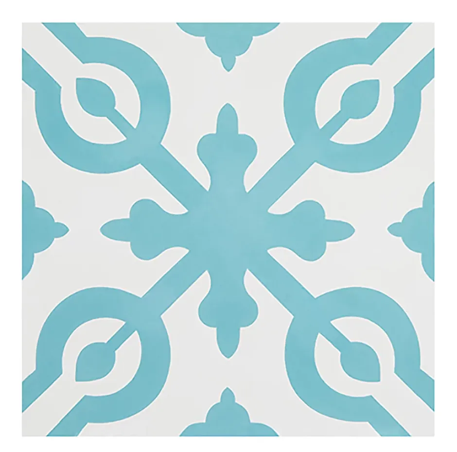 Boite de 24 Carreaux de ciment véritable 0,96m2 / Carreaux de ciment artisanaux coloris Bleu pour sol et mur - l.20 x L.20 cm-Pegane New