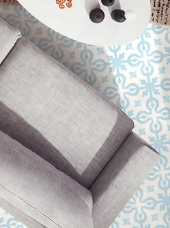 Boite de 24 Carreaux de ciment véritable 0,96m2 / Carreaux de ciment artisanaux coloris Bleu pour sol et mur - l.20 x L.20 cm-Pegane New