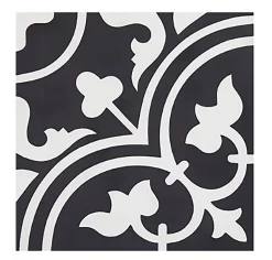 Pegane Boite de 24 Carreaux de ciment véritable 0,96m2 / Carreaux de ciment artisanaux pour sol et mur coloris noir - l.20 x L.20 cm