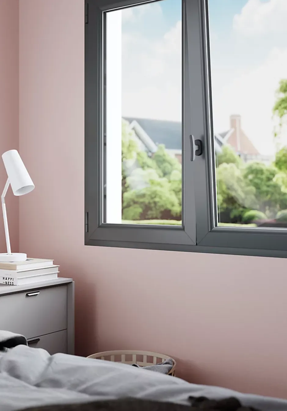 GoodHome Boitier crémone pour fenêtre Irvil aluminium noir RAL7021