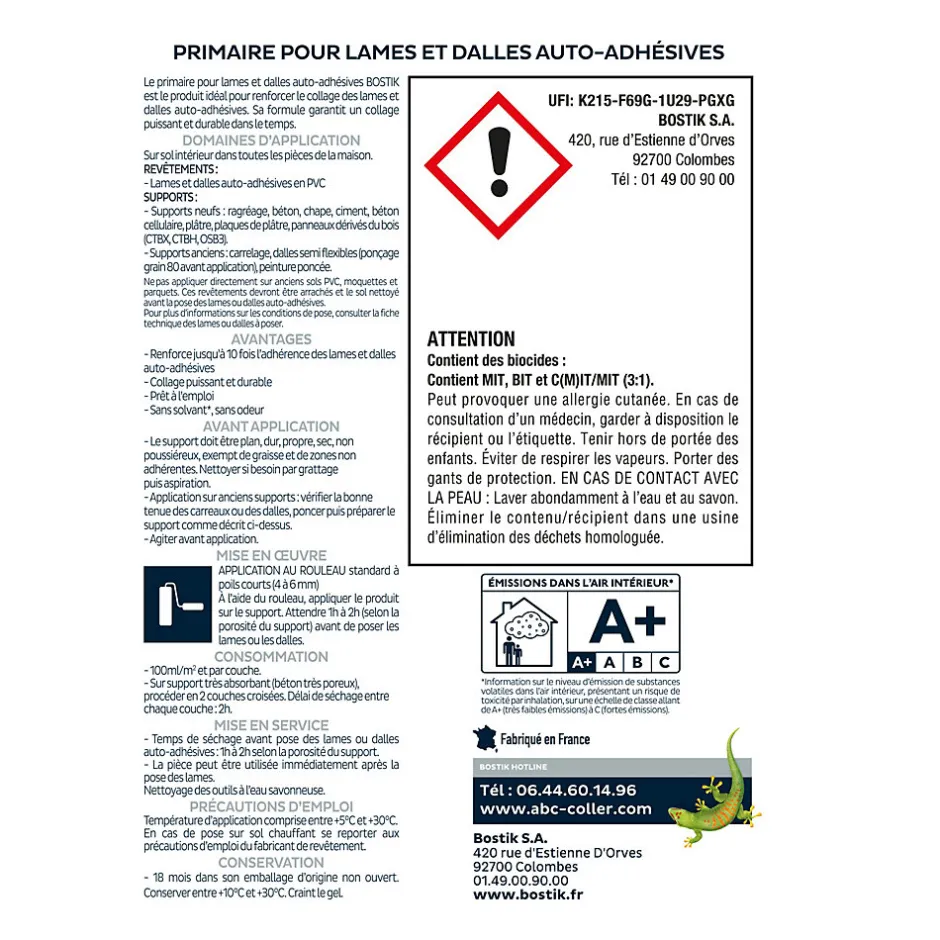 Bostik Primaire pour Lames et Dalles Auto-Adhésives 1 L