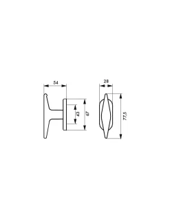 Bouton de fenêtre Leto/Maïa, hauteur 77.5mm, couleur F2 --Thirard
